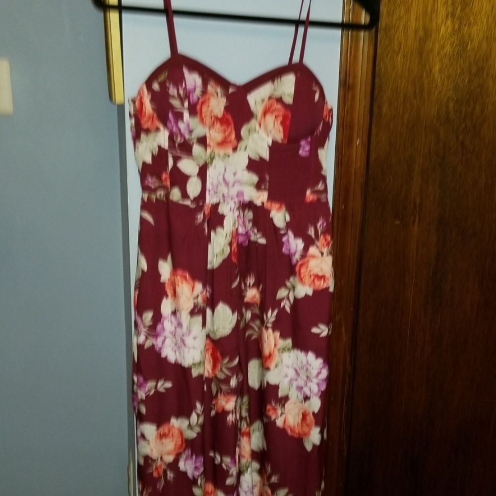 Red floral jumpsuit